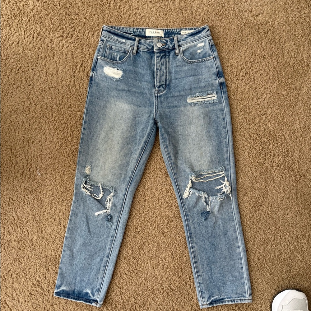 PacSun Light Blue Distressed Mom Jeans